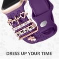 thumbnail image 2 of Comvin Flower Engraved Band Compatible with Apple Watch Bands for Women 40mm 38mm 41mm 42mm, Soft Silicone Band with Decorative Charms for iWatch Series 11 10 9 8 7 6 5 4 3 2 1 SE (With Band), 2 of 9