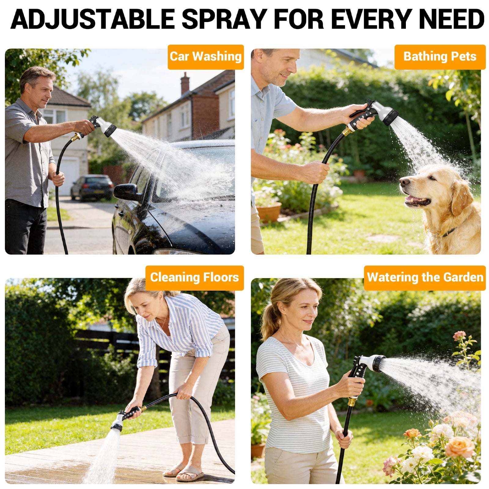 Dkenicor 5/16 35FT Retractable Wall Mount Garden Hose Reel,10 Pattern Nozzle,Automatic Self Retract&Any Length Lock,for Garden,Patio,Yard Use,Gray