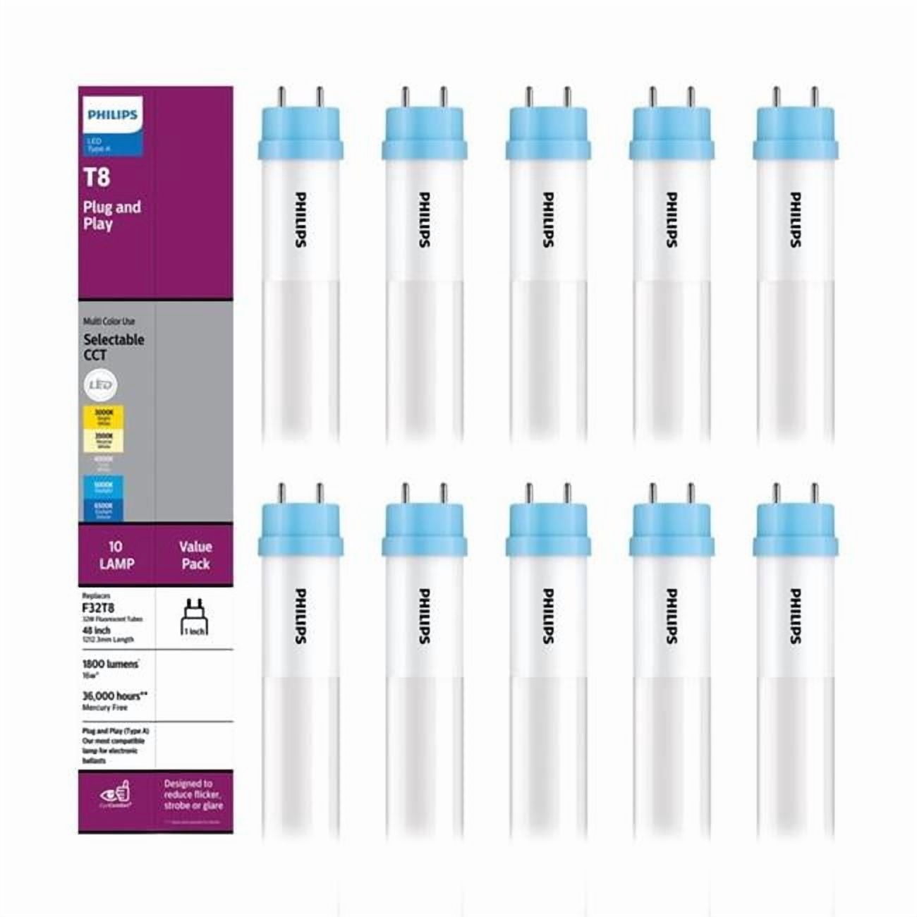 Philips 3022205 48 in. LED Multi-CCT G13 T8 Linear Bulb with 32W Equivalence - Pack of 10