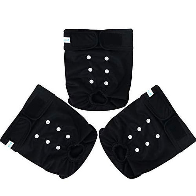 Paw Legend Reusable Female Dog Diapers(3 Pack,Black,Medium)