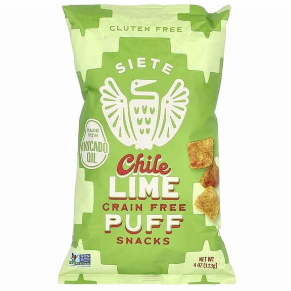 Siete, Grain Free Puff Snacks, Chile Lime, 4 oz Pack of 4