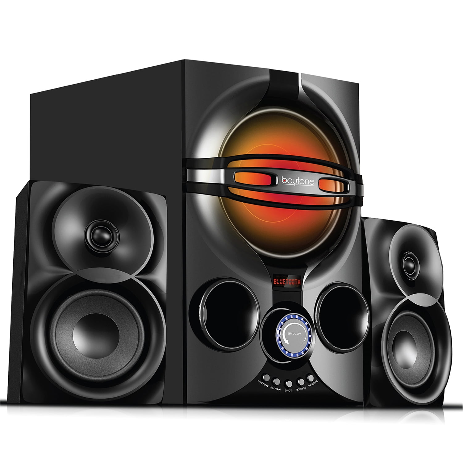 Boytone BT-424FN, 2.1 Bluetooth Powerful Home Theater Speaker Systems, FM Radio, SD Slot, USB Port, MP3 Format, Digital Play Back, 40 Watts, RGB Light, Remote Control, for Smartphone, Tablet