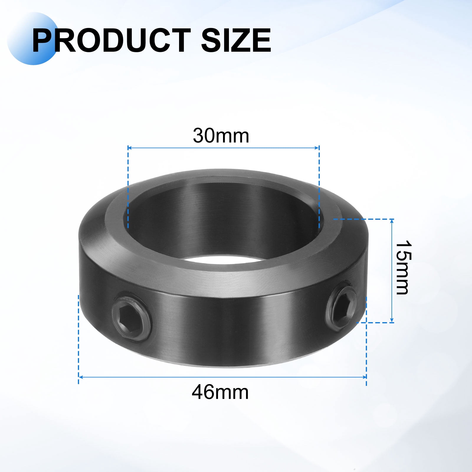 Uxcell 4pack Set-Screw Collars 30mm Bore, 1045 Steel Shaft Collars, 46mm OD, 15mm Width Axle Collar Clamp for Linear Rod Shaft Guide