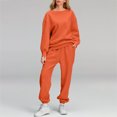thumbnail image 6 of VBTAPA Women's 2 Piece Outfits Solid Casual Tracksuit Long Sleeve Crewneck Pullover Tops and Pants Sets Jogger Sweatsuit Set with Pockets Prime Big Deal Days Orange L, 6 of 8