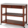 thumbnail image 3 of Crosley 2 Drawer Stainless Steel Top Kitchen Cart in Cherry, 3 of 8