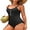Black, variant on Sociala High Cut One Piece Monikini Swimsuit for Womens Ribbed Bath Suit Button Down Swimwear