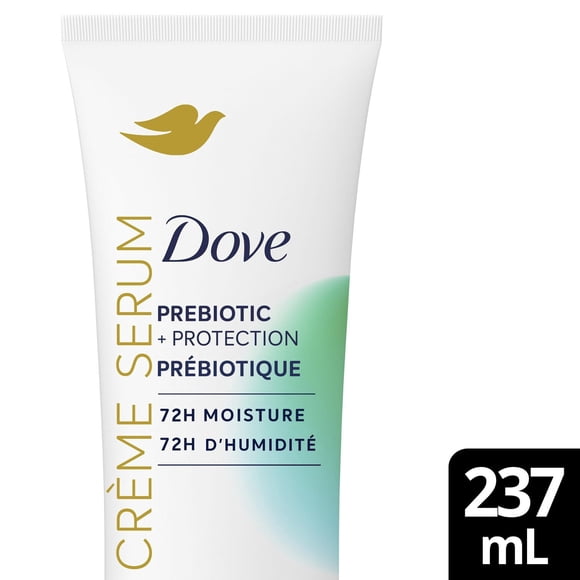 Dove Crème Serum Prebiotic + Protection for Dry, Sensitive Skin, with Pro-Vitamin B5, Stearic Acid and Peptides, 237mL