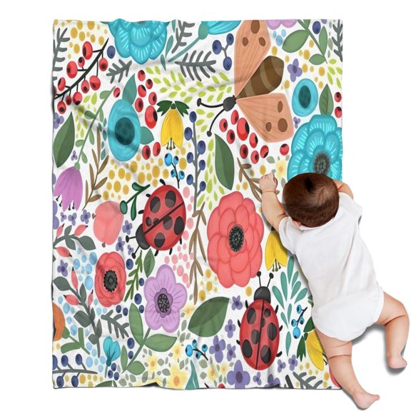 Pioneer Flower Floral Print Pattern Blanket,Comfortable Soft Flannel Throw Blanket,All Season,Warm Lightweight Blankets for Sofa Bed Couch Living Room Chair,30"x40"