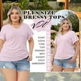 thumbnail image 5 of VDJ Women Dressy Tops Summer Short Sleeve Plus Size Casual Light Weight Oversize Fashion Pink Blouses Size 3XL, 5 of 10
