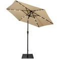 thumbnail image 1 of Gymax 9 Ft Patio Table Market Umbrella w/ 18 Solar LED Lights & Heavy-duty Base Beige, 1 of 8