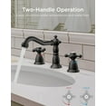 thumbnail image 4 of Vintage 3 Hole Bathroom Faucets Oil Rubbed Bronze, 2 Handle 8 Inch Widespread Antique Faucet for Bathroom Vanity RV Farmhosue Sink with Metal Pop Up Drain and Supply Lines, 4 of 16