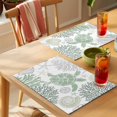 thumbnail image 4 of Sage Green Coastal Turtle Placemats Set of 4 Ocean Coral Nautical Place Mats Indoor Wipeable Table Mats Washable Cloth Dining Table Placemats for Kitchen Holiday Party Home Decor 13x19 Inch, 4 of 9