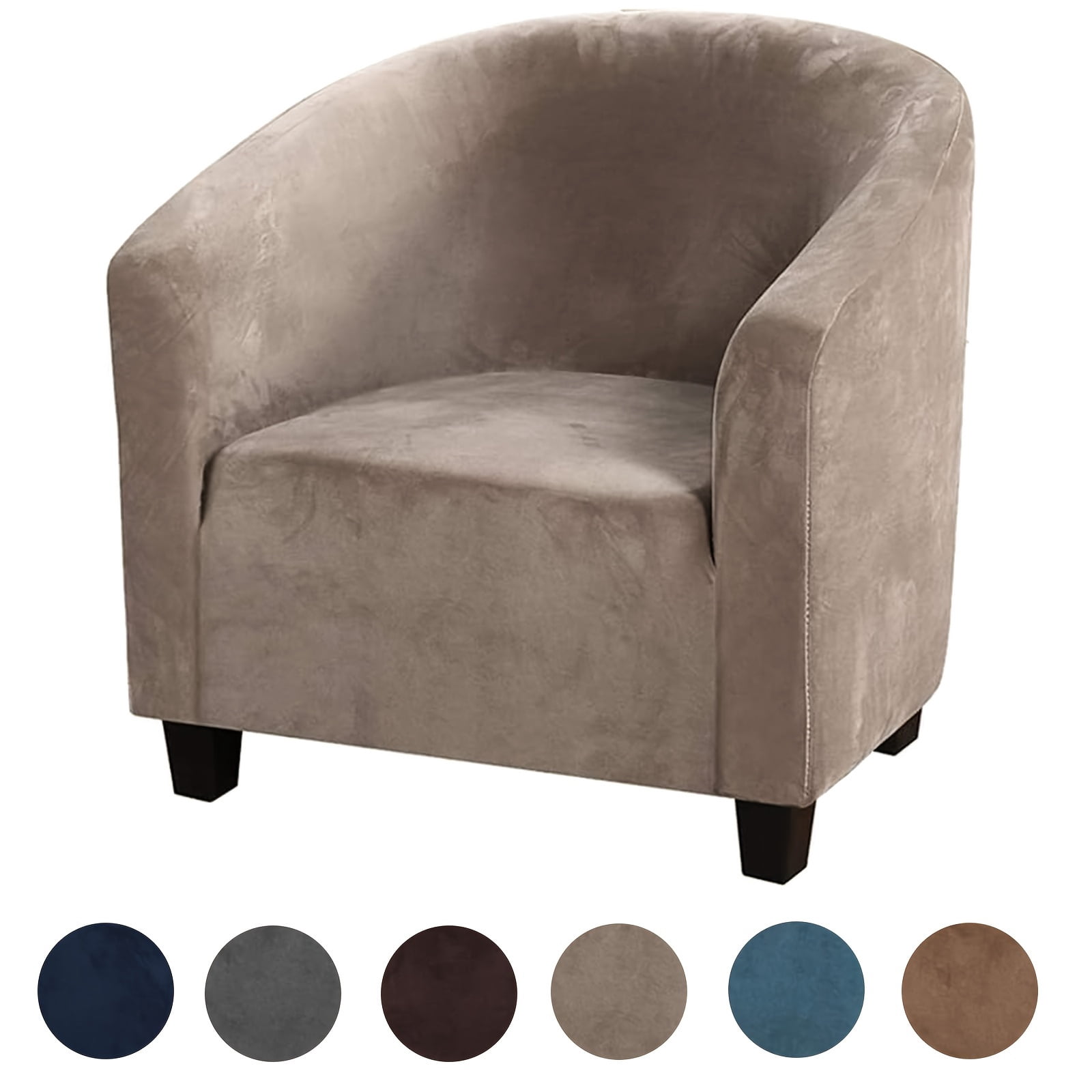 AIGIA Velvet Tub Chair Covers for Armchairs Club Chair Slipcover Wing Back Covers High Stretch Sofa Covers for Living Room
