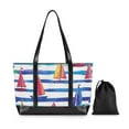 thumbnail image 7 of FORMRS Canvas Laptop Tote Bag for Women with 15.6" Computer Compartments Shoulder Handbag, Blue Hand Drawn Sailboats, 7 of 7
