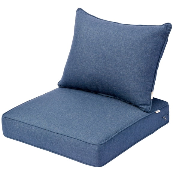 Ovios Back and Seat Cushion Set for Outdoor Furniture, 2-Piece Replacement Cushions for Deep Seating Patio Chair, Outside Pads for Porch, Deck and Garden Seats