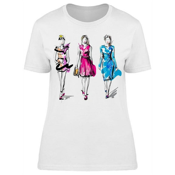 Three Fashion Models Sketch T-Shirt Women -Image by Shutterstock, Female x-Large