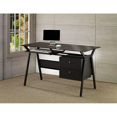 Coaster 800436 Desks Metal And Glass Computer Desk With Two Desks Metal And Glass Computer Desk