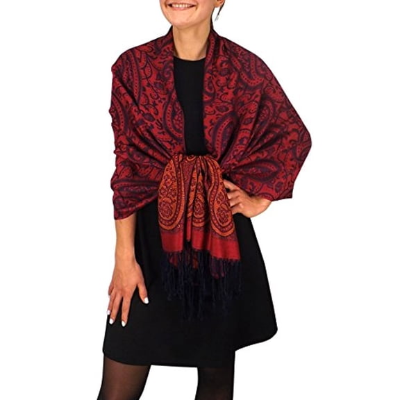 Peach Couture Womens Large Vintage Pashmina Paisley Jacquard Scarf Shawl Wrap