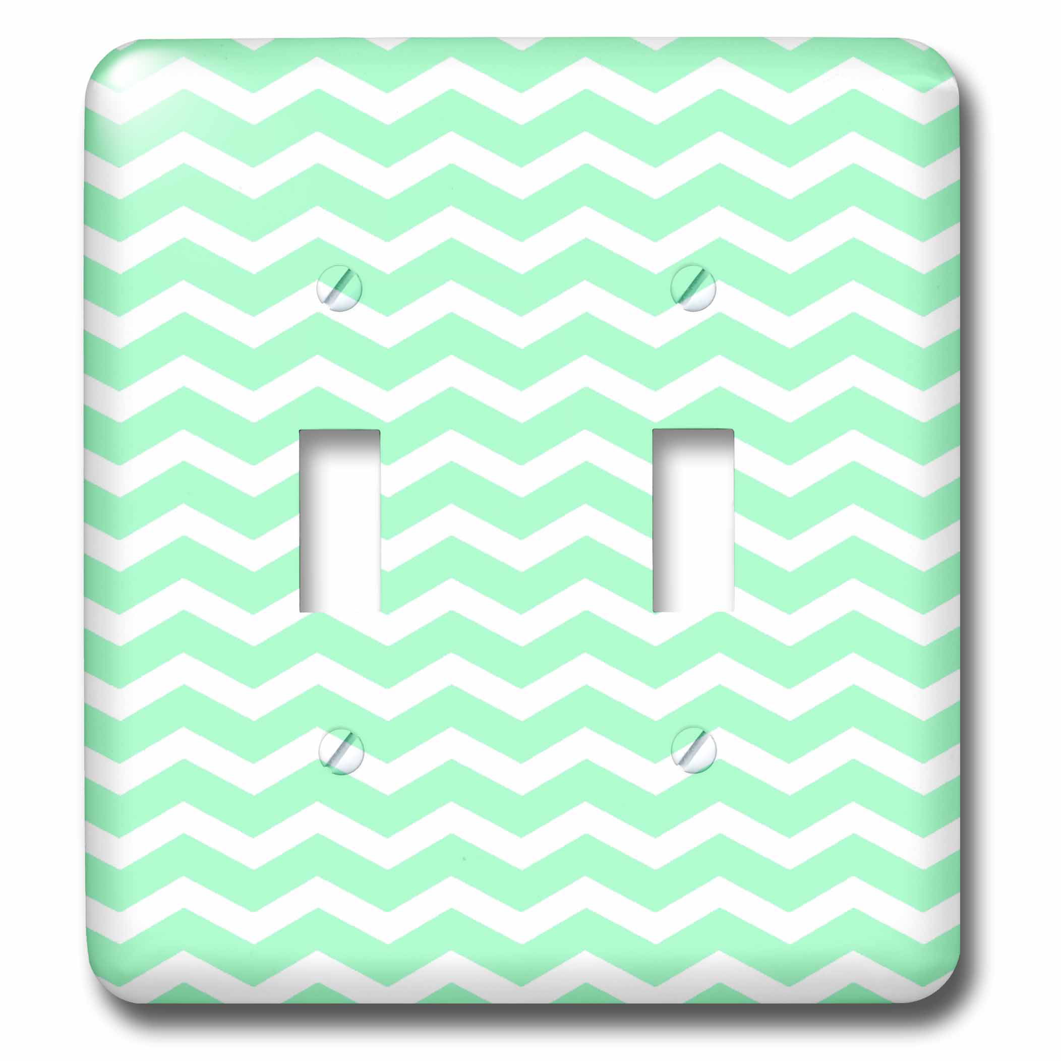 3dRose lsp_56647_2 Mint Green and White Chevron Zig Zag Stripes Pattern Retro and Stylish Double Toggle Switch 