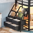 thumbnail image 4 of UHOMEPRO Twin over Twin Metal Bunk Bed with Storage Shelves and Drawers, LED Lights, Guardrails and Ladder, No Box Spring Needed for Boys Girls, Black, 4 of 6