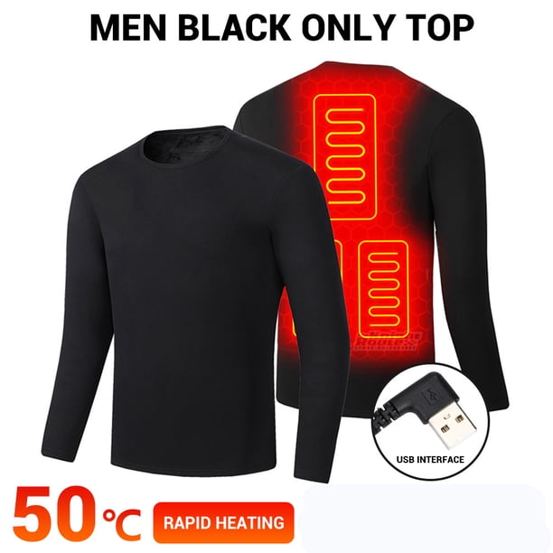 Men Women Heated Underwear Top with Pants Set Washable USB Charging Electric Thermal Heating Insulated Clothes with 3 Level Temperature Setting Cold-Proof Underwear Outdoor Winter Heating