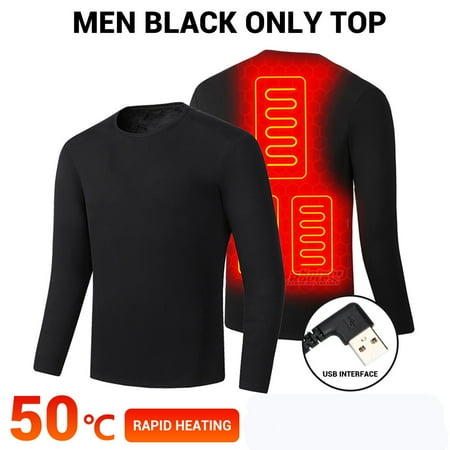 

Spogood Men s USB Heated Underwear Cotton Warm Smart Electric Clothes Thermal Underwear Carbon Fiber Heating Underwear Electric Heated Cloth (10000mAH Power Supply Optional) For Gifts