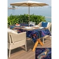 thumbnail image 6 of 60x84 Inch Outdoor Tablecloth with Umbrella Hole Zipper Rectangle Purple Peacock Feather Rectangular Tablecloths Outside Waterproof Abstract Colorful Patio Table Cloth Cover for Picnic Party, 6 of 8