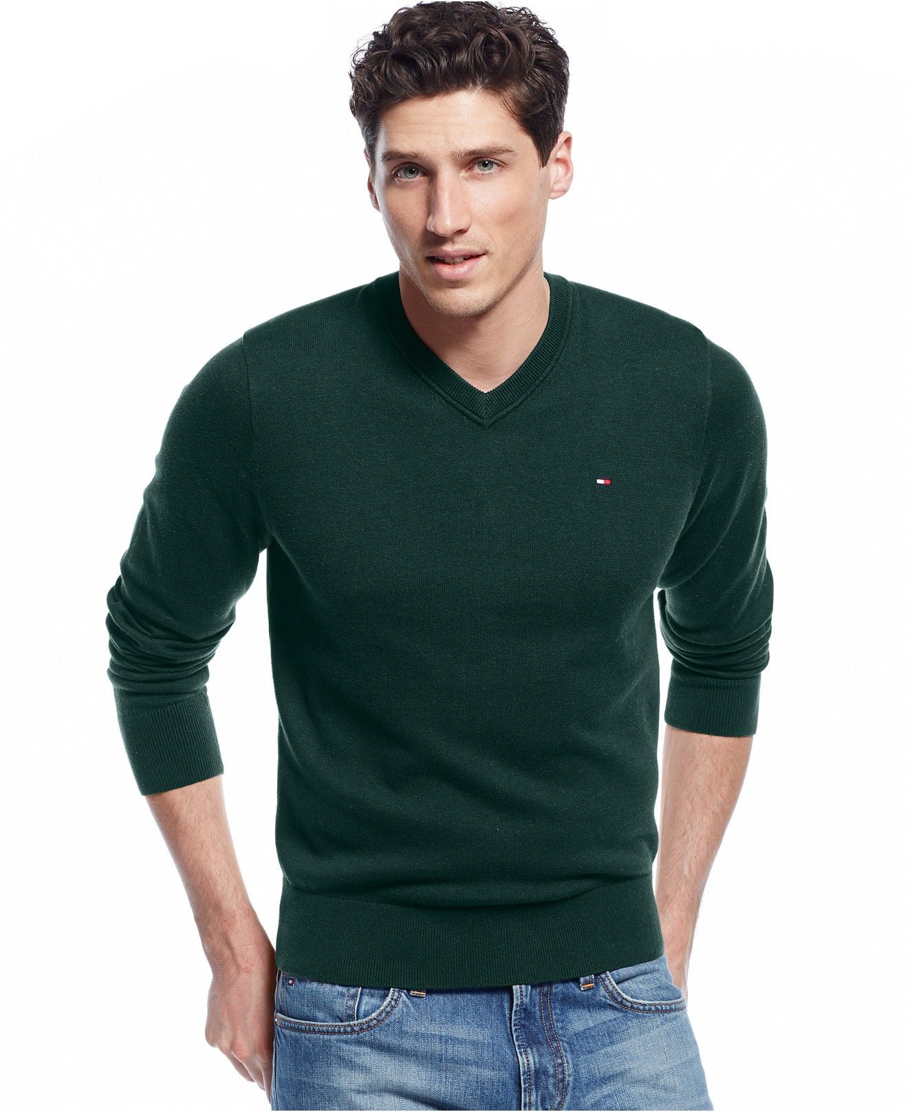 Tommy Hilfiger Mens Big and Tall Sweater Signature Solid V Neck 