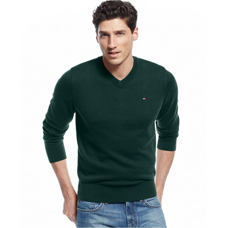 tommy hilfiger dark green mens 2xl ribbed v-neck pullover sweater - Walmart.com