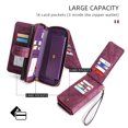 thumbnail image 2 of Feishell for iPhone 7 Plus/8 Plus Multi-Function Wallet Case, with Wrist Strap, Premium PU Leather 2 in 1 Magnetic Detachable Purse 14 Card Holder Slots Zipper Pocket Phone Case for Women Men,Winered, 2 of 8
