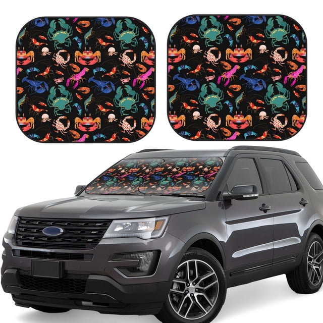 Saiise Animals Under Water for Foldable Car Sun Shades (2-Pack) Offer Sun Protection with an Easy-fold Design for Convenient Windshield Shading-Small