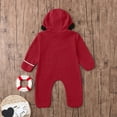 thumbnail image 4 of AWZXDE Baby Set Long Sleeve Solid Color Comfort Warm Hooded Cartoon Zip-Up Romper Outfit for Little Ones Boys Suits Cold Weather Cozy Full Body Set Red,12-18 Months, 4 of 7