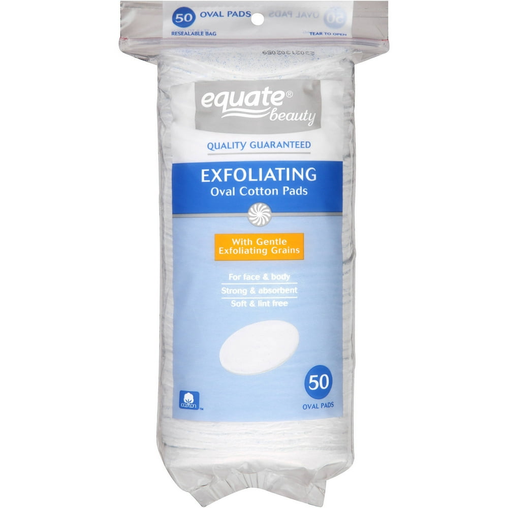 Equate Beauty Exfoliating Oval Cotton Pads, 50 Ct