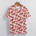 thumbnail image 3 of Crawfish Pattern Print Womens Tops Women's Fashion Casual Short Sleeve Flower Print Round Neck Pullover Top Blouse, 3 of 6