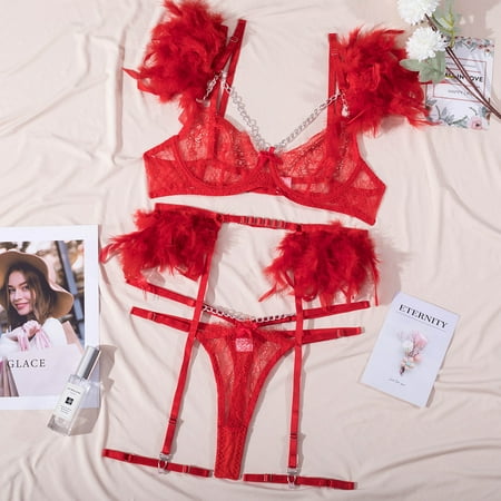 Feather Match Sets Split Bra Set Detachable Sexy Lace Sexy Lingerie