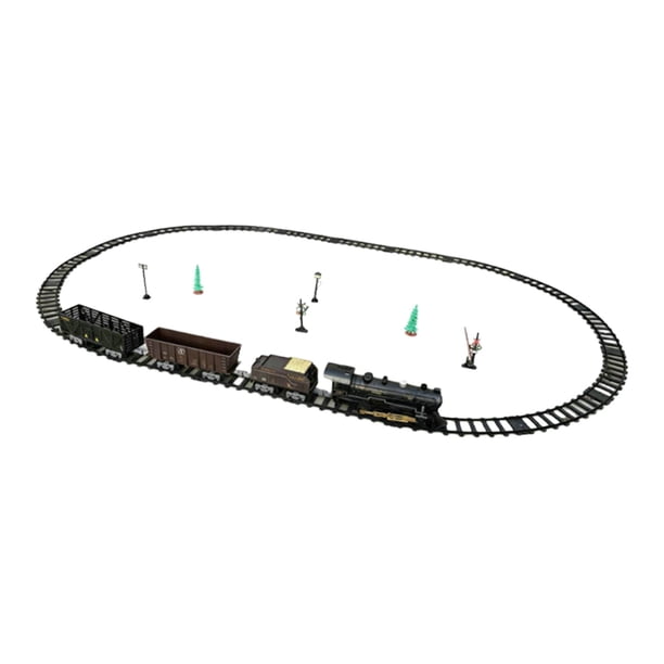 Tren eléctrico de juguete con locomotora, vías de ferrocarril realistas, juegos de trenes de juguete clásicos Estilo D