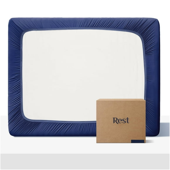 Rest Evercool+ Fitted Sheet, Queen Size, Midnight Blue, 15"" Deep (Up To 18), Breathable Bedding For Hot Sleeper And Night Sweats, Bed Sheet With Ionic+ Self-Cleaning Silver Yarn For Sensitive Skin