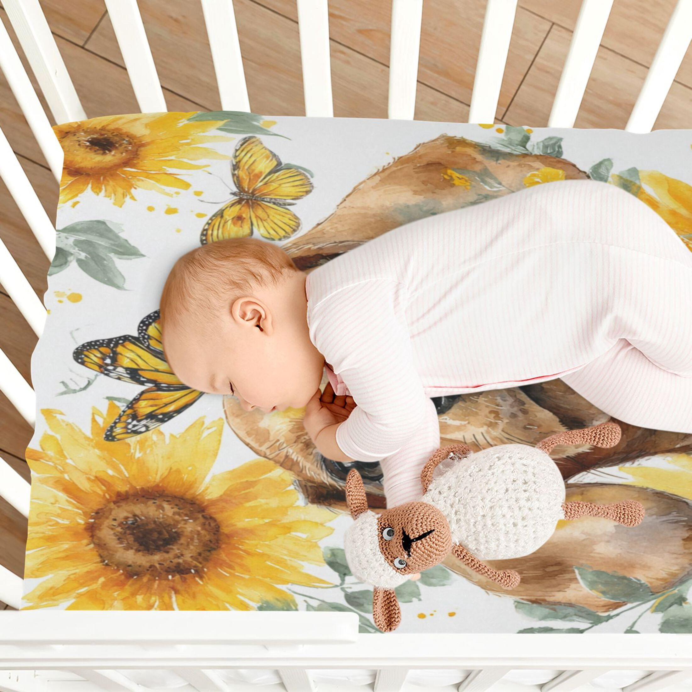 Baby Essentials 52”x 28”- Standard Cotton-like Modal Elastic- Sausage Dog Puppy Design Crib Sheets for Newborns and Toddlers
