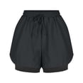 thumbnail image 4 of Ixbnca 2 in 1 Womens Athletic Shorts with Pockets Elastic High Waist Drawstring Workout Running Shorts, 4 of 7