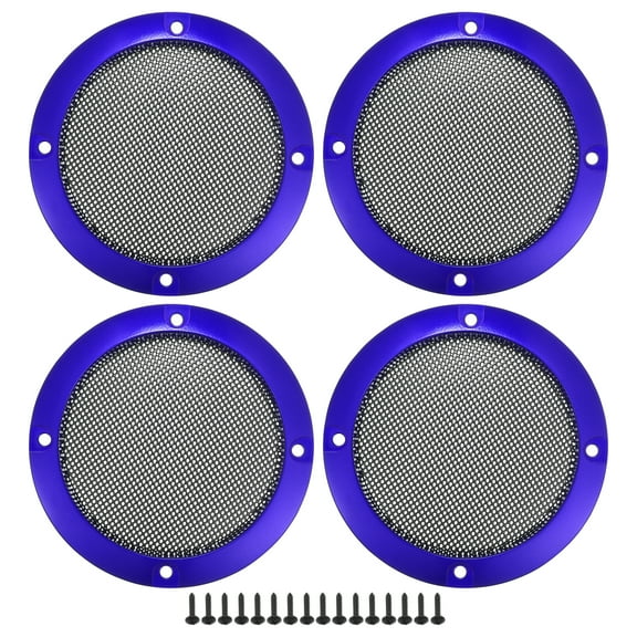 Unique Bargains 4 Pcs 3" Car Speaker Grills Cover Mesh Round Audio Subwoofer Protector with Mounting Screws Iron Blue