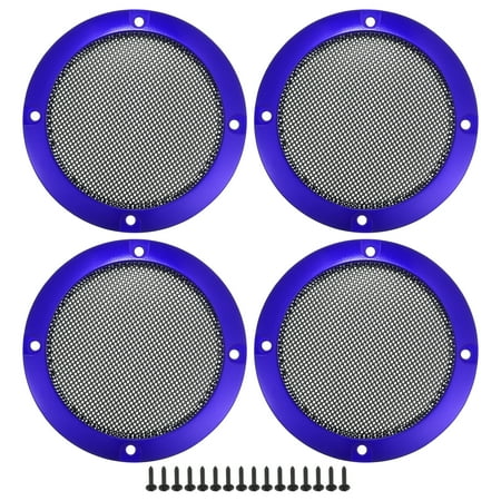 Unique Bargains 4 Pcs 3 Car Speaker Grills Cover Mesh Round Audio  Subwoofer Protector with Mounting Screws Iron Blue 