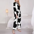 thumbnail image 4 of Kll Cow Print Black White Print Women'S Long Sleeve Pajamas With Pants Sleepwear Loungewear 2 Set-Large, 4 of 9