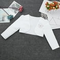 thumbnail image 6 of renvena Kids Flower Girls Stain Long Sleeves Bolero Shrug Jacket Wedding Party Princess Dress Cover Up, 6 of 7