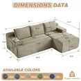 thumbnail image 2 of Aukfa 95" Cloud Sectional Sofa Boneless Couch Modular Sofa Bed for Living Room, 2 Side Pockets, Right Chaise, Camel, 2 of 9