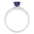 thumbnail image 4 of 1.71 ctw Solitaire with Zirconia Diamond Accents Anniversary Ring for Women | Round Cut Simulated Blue Sapphire | Hyperallergenic Solid 18K White Gold, 4 of 5