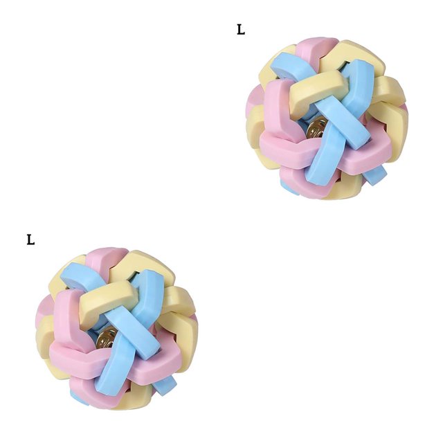 Methold Bola de campana colorida para mascotas, juguete con sonido Molar resistente a los dientes, bola de goma, eliminación de manchas, L 2piezas