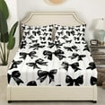 thumbnail image 3 of Erosebridal Black Bowknot Bed Sheets Full, Geometric Stripe Bedding Full Size, Bow-Tie Room Decor, 4pcs (Top Sheet, Fitted Sheet, Pillowcase), 3 of 6