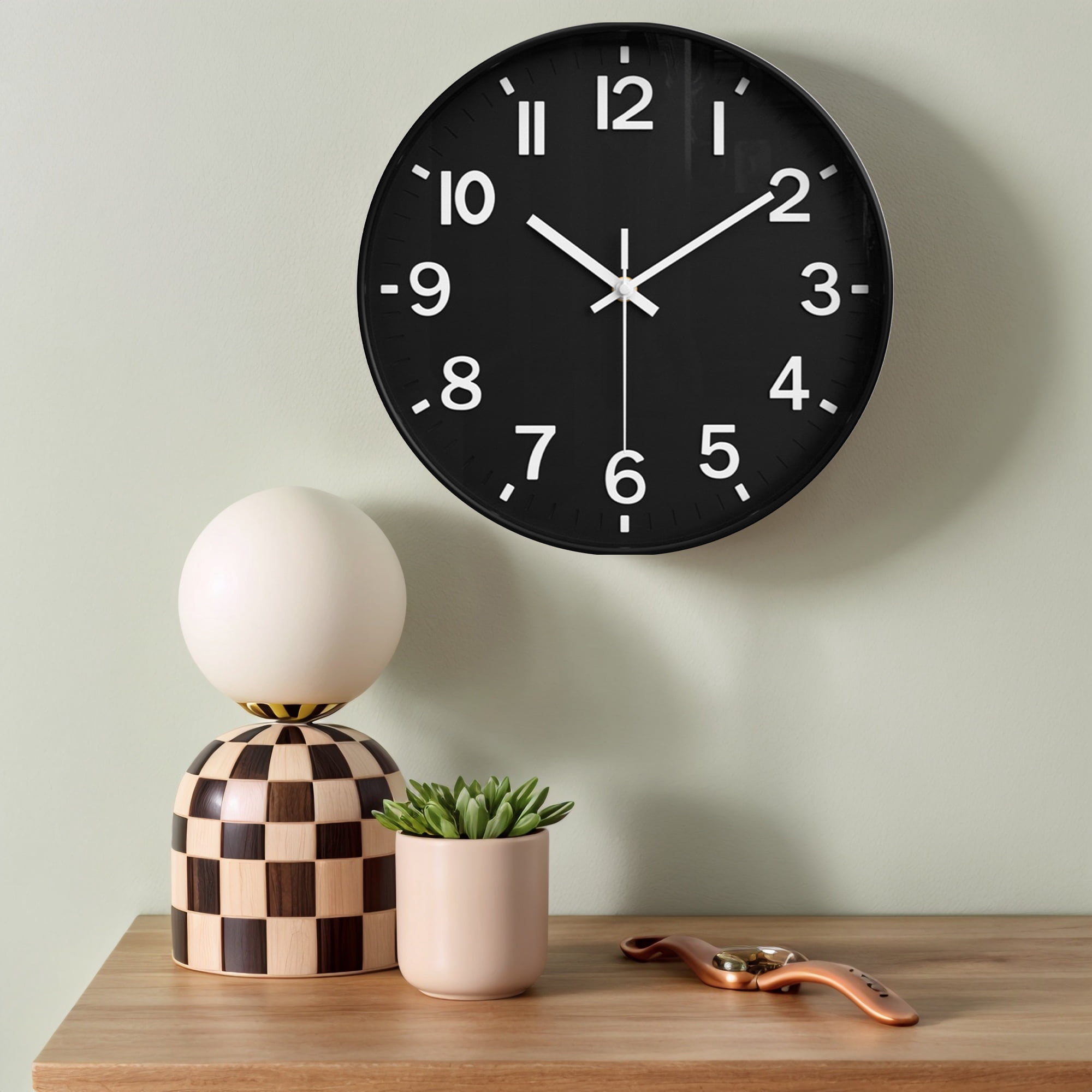 Unique Bargains Simple Wall Clock with Big Arabic Numerals Black