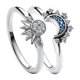 thumbnail image 3 of Anillos de compromiso para mujer, sortija de Luna y Sol Azul celeste brillante, banda para el dedo apilable, novedad de 2023, 3 of 4