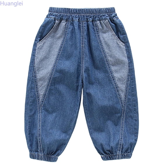 Huanglei Boys Summer Thin Denim Proof Pants Kids Soft Pure Ankle Length Trousers ,Back To School Boys Jeans /Size 3-4 Years(Dark Blue)